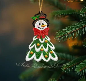 Snowman Tree Lace Ornament