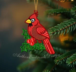 Red Bird Lace Ornament